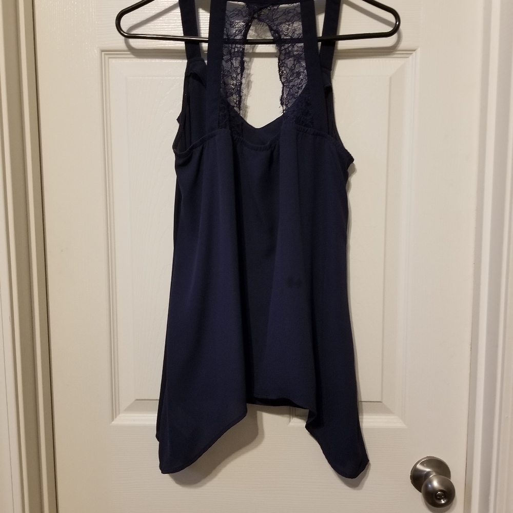 Navy Blue Ruffled Top - Picture 2 of 3